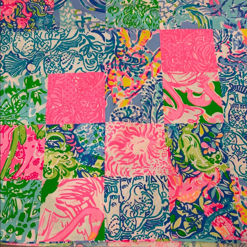 Lilly Pulitzer Colorful Patchwork Fabric cotton poplin 80”x57” New